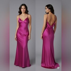 XSCAPE Women's Elegant Fuchsia Satin Gown Size 8